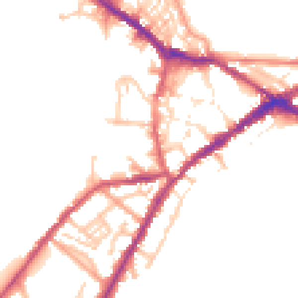 Daytime road noise heatmap for CV34 4DG