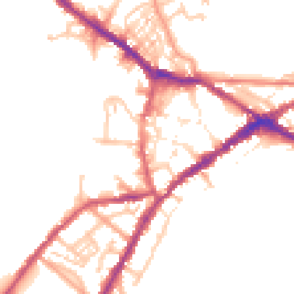 Daytime road noise heatmap for CV34 4DQ