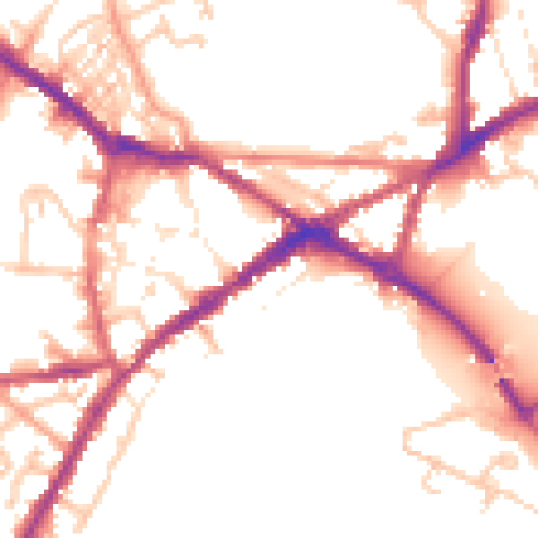Daytime road noise heatmap for CV34 4EW