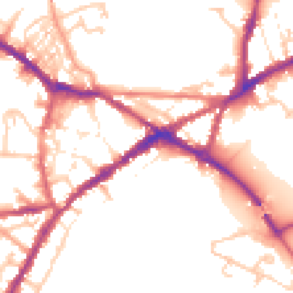 Daytime road noise heatmap for CV34 4EY
