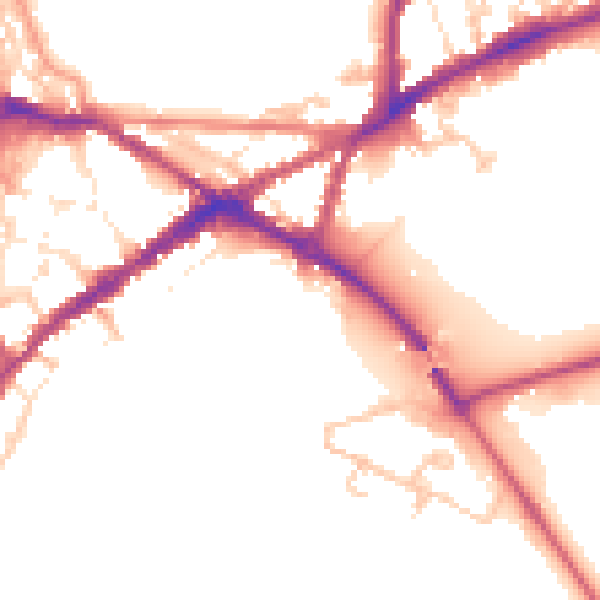 Daytime road noise heatmap for CV34 4HB