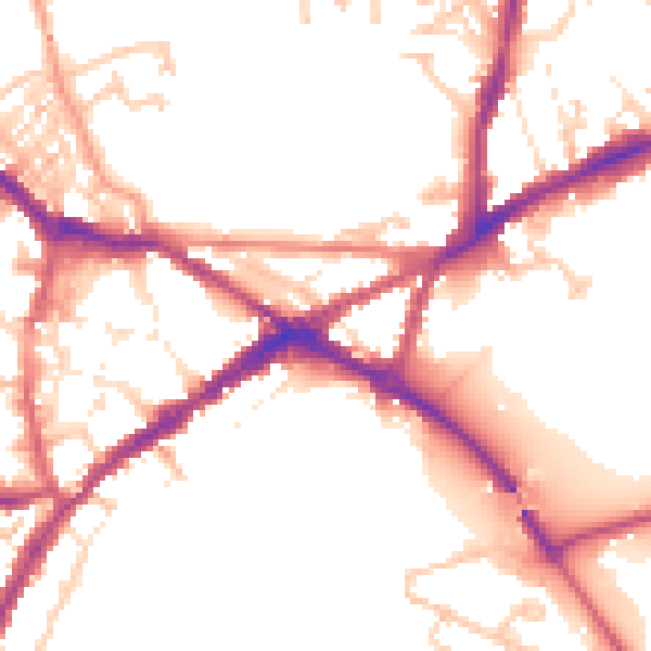 Daytime road noise heatmap for CV34 4HH