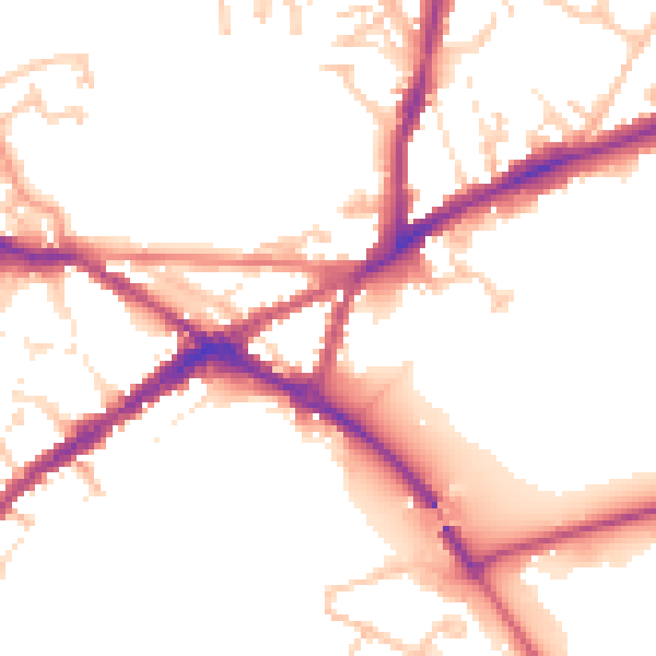 Daytime road noise heatmap for CV34 4JD