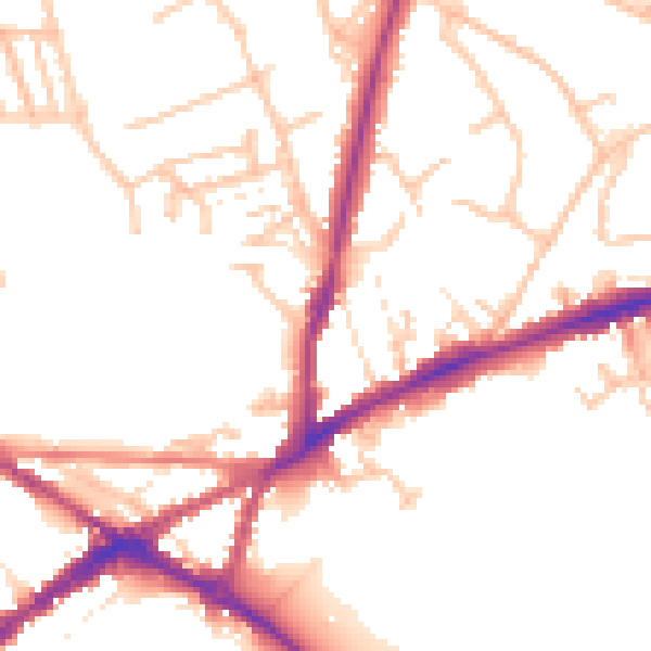 Daytime road noise heatmap for CV34 4LD