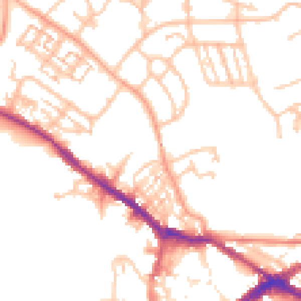 Daytime road noise heatmap for CV34 4LZ