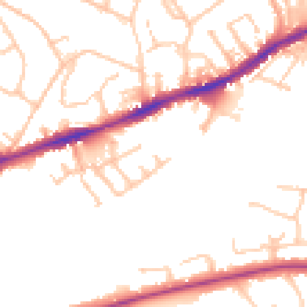 Daytime road noise heatmap for CV34 4QD