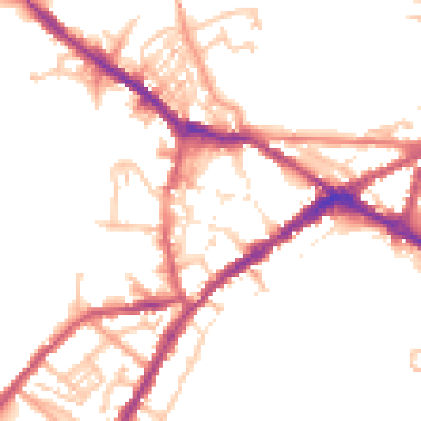 Daytime road noise heatmap for CV34 4SA