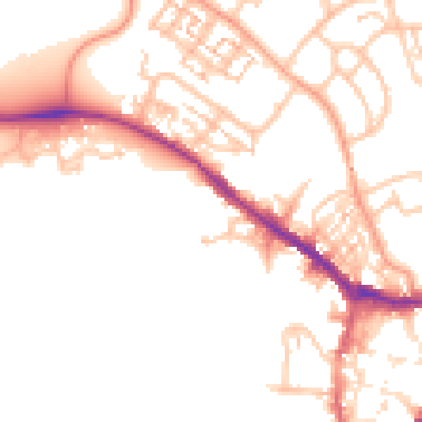 Daytime road noise heatmap for CV34 4TZ
