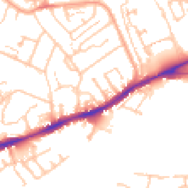 Daytime road noise heatmap for CV34 5GW