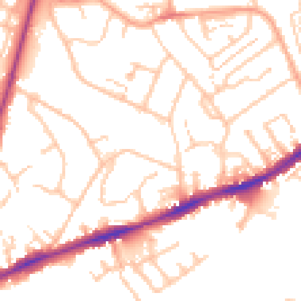 Daytime road noise heatmap for CV34 5LB