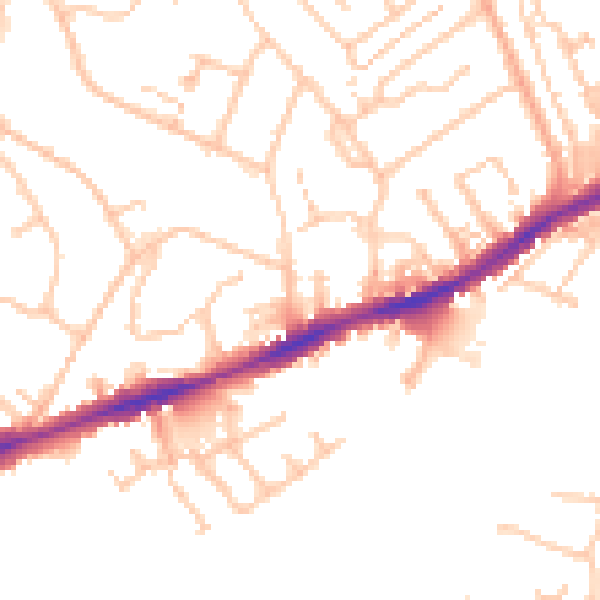 Daytime road noise heatmap for CV34 5LE