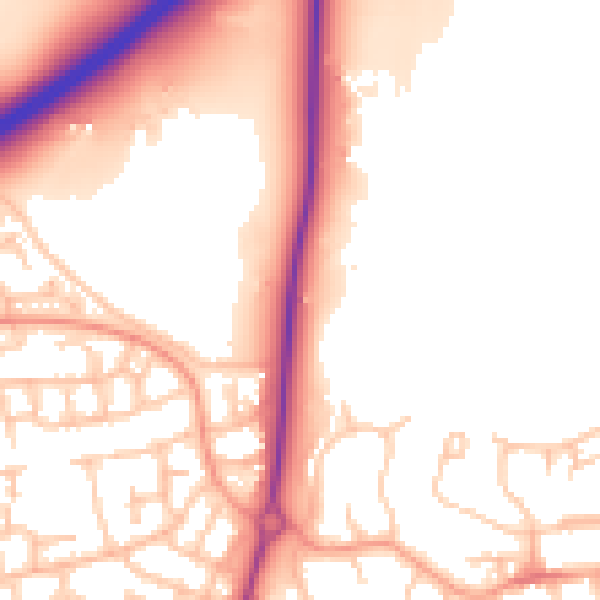 Daytime road noise heatmap for CV34 5YD