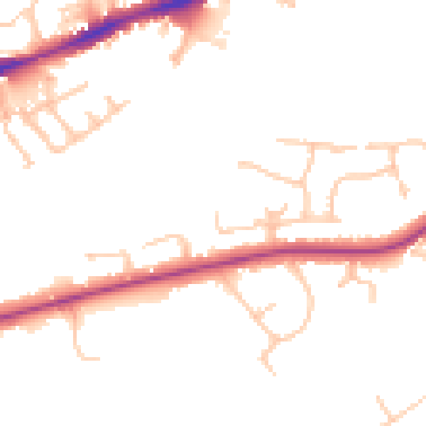 Daytime road noise heatmap for CV34 6QG
