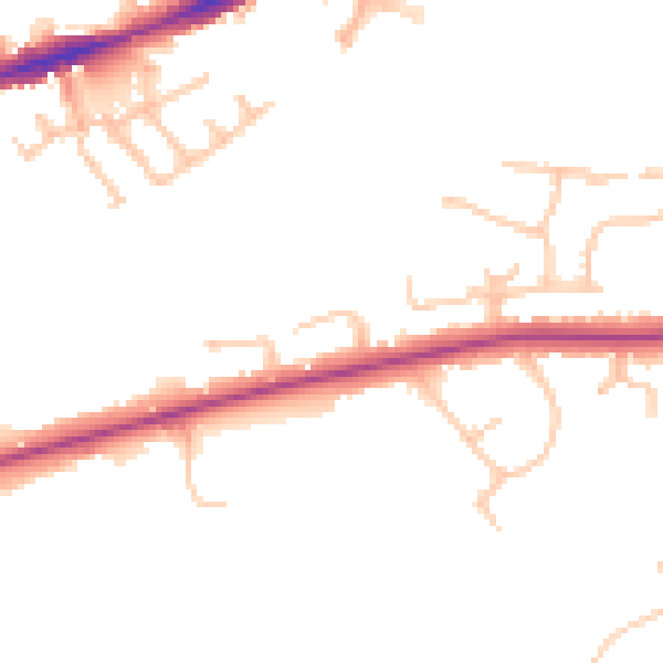 Daytime road noise heatmap for CV34 6QH