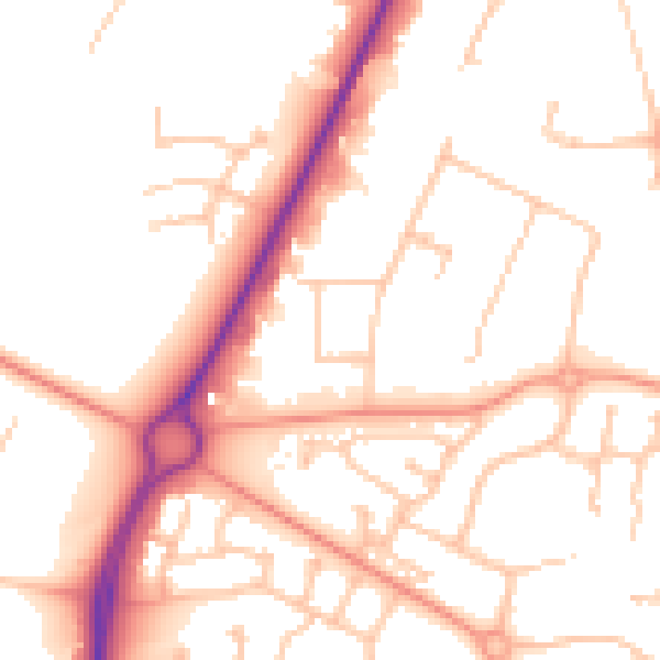 Daytime road noise heatmap for CV34 6TD