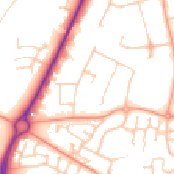 Daytime road noise heatmap for CV34 6TE