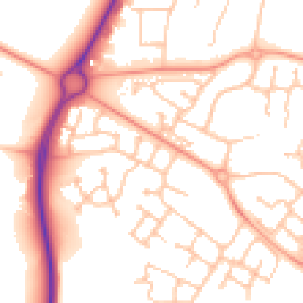 Daytime road noise heatmap for CV34 7AS