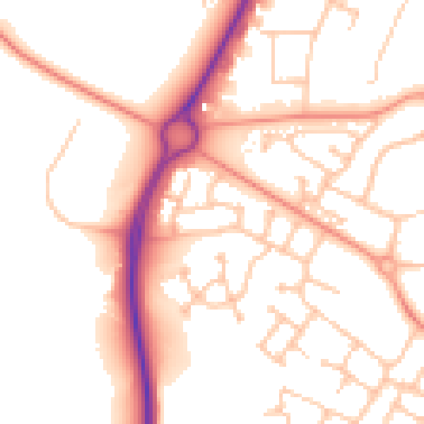 Daytime road noise heatmap for CV34 7AW