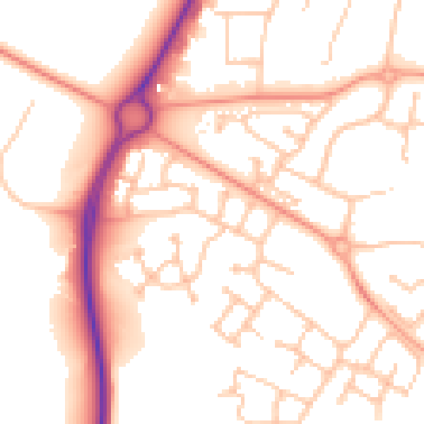 Daytime road noise heatmap for CV34 7BE