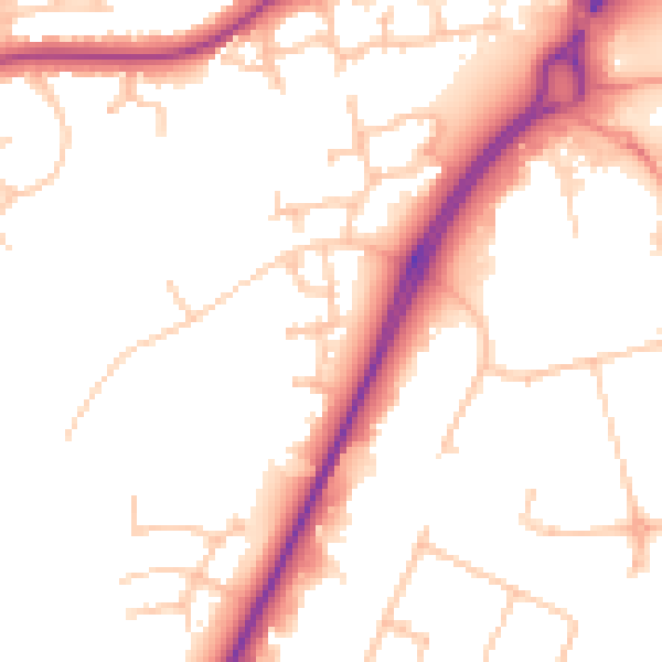 Daytime road noise heatmap for CV34 8AE