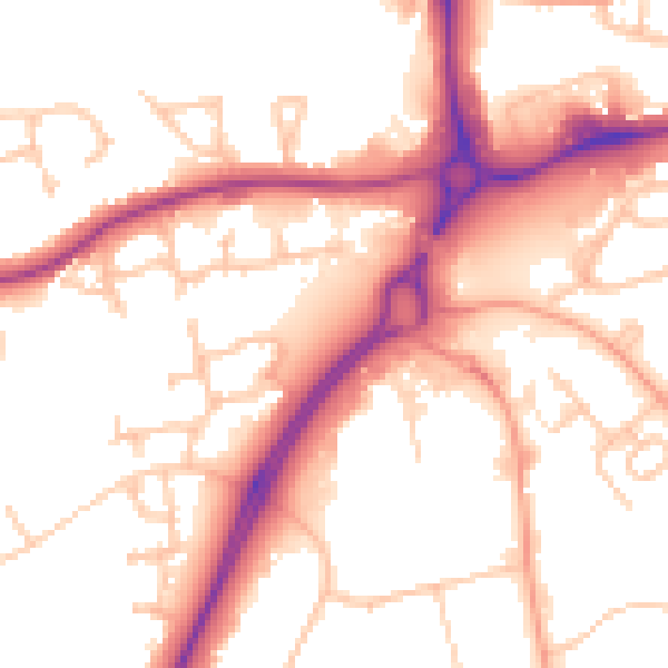 Daytime road noise heatmap for CV34 8AQ