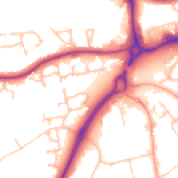 Daytime road noise heatmap for CV34 8AS