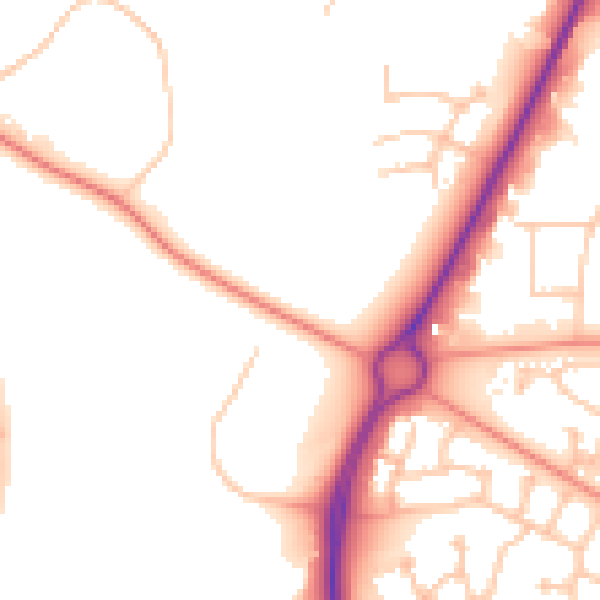 Daytime road noise heatmap for CV34 8BR