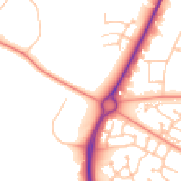 Daytime road noise heatmap for CV34 8BW