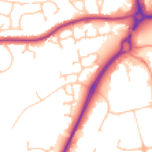Daytime road noise heatmap for CV34 8DB