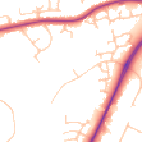 Daytime road noise heatmap for CV34 8DN