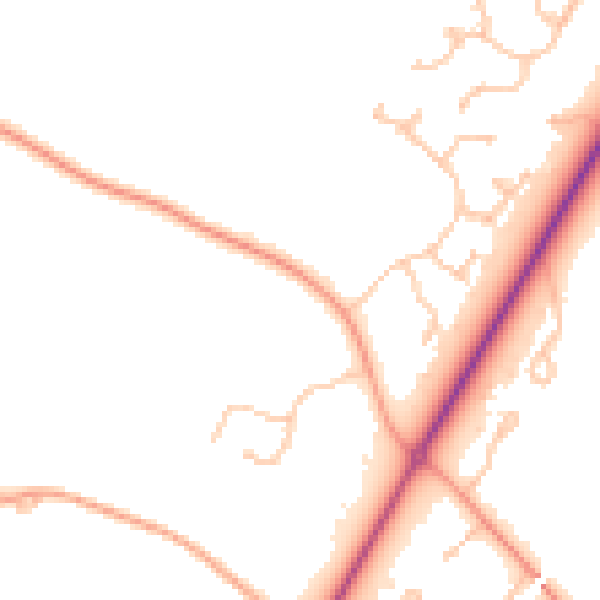 Daytime road noise heatmap for CV4 7AJ