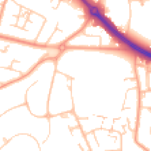 Daytime road noise heatmap for CV4 7AN