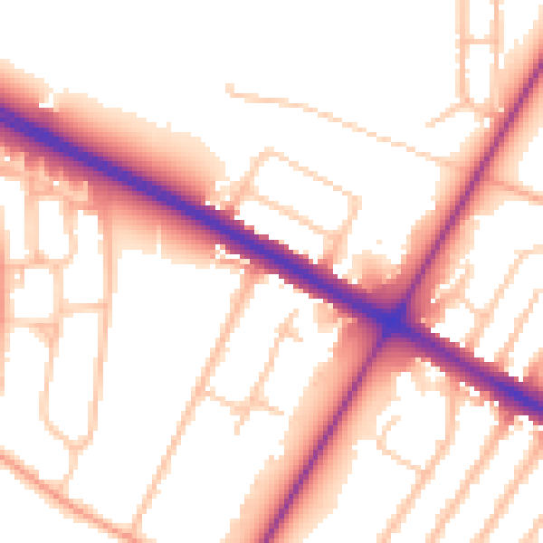 Daytime road noise heatmap for CV4 7AW