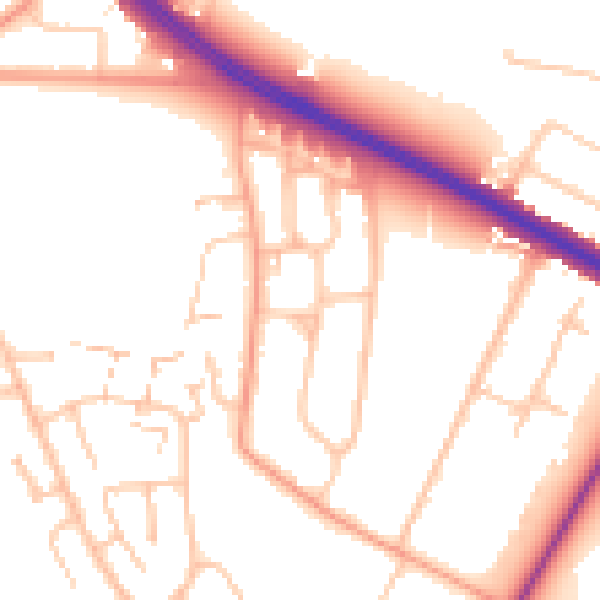 Daytime road noise heatmap for CV4 7BQ