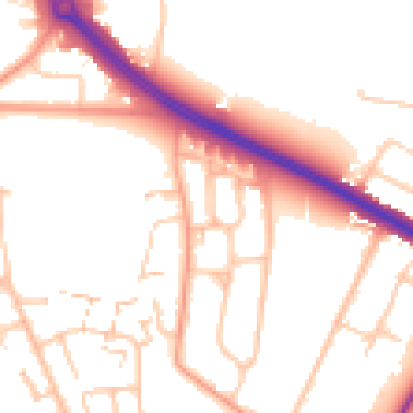Daytime road noise heatmap for CV4 7DA
