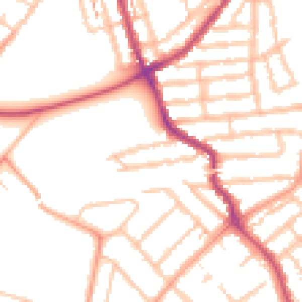 Daytime road noise heatmap for CV5 6GU