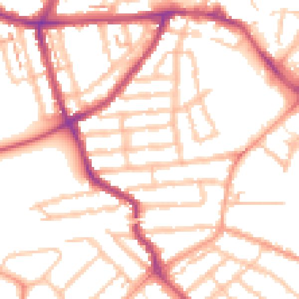 Daytime road noise heatmap for CV5 6LL