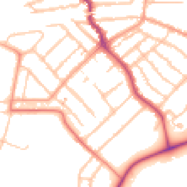 Daytime road noise heatmap for CV5 6SB