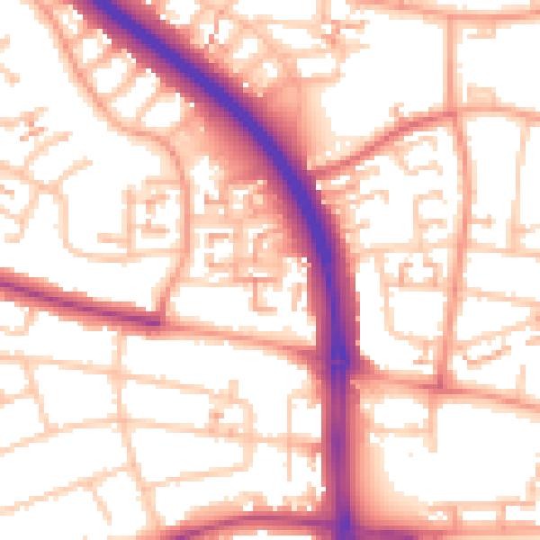 Daytime road noise heatmap for CV5 7HQ
