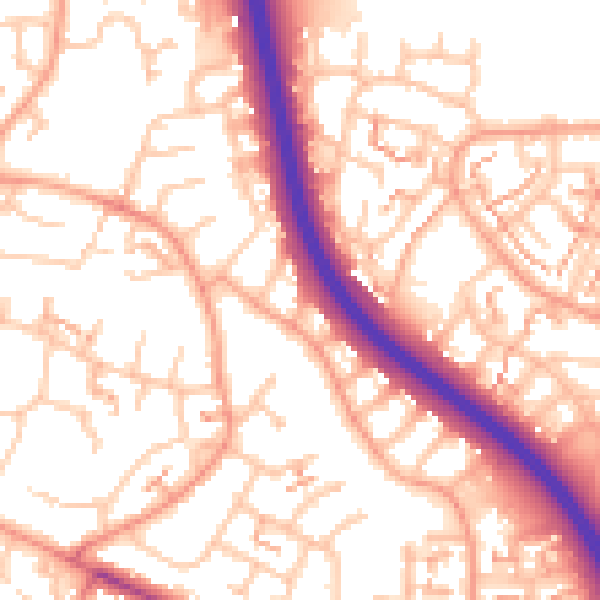 Daytime road noise heatmap for CV5 7JG