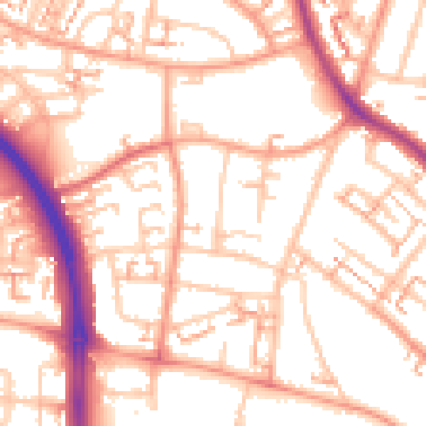 Daytime road noise heatmap for CV5 8AJ