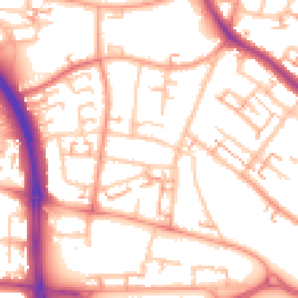 Daytime road noise heatmap for CV5 8AS
