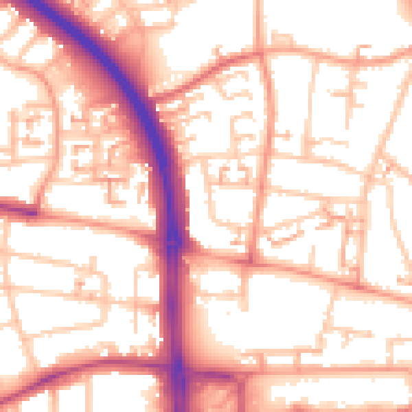 Daytime road noise heatmap for CV5 8BS