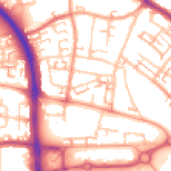 Daytime road noise heatmap for CV5 8BT