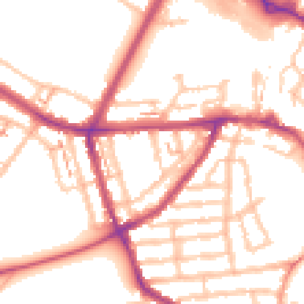 Daytime road noise heatmap for CV5 8DA