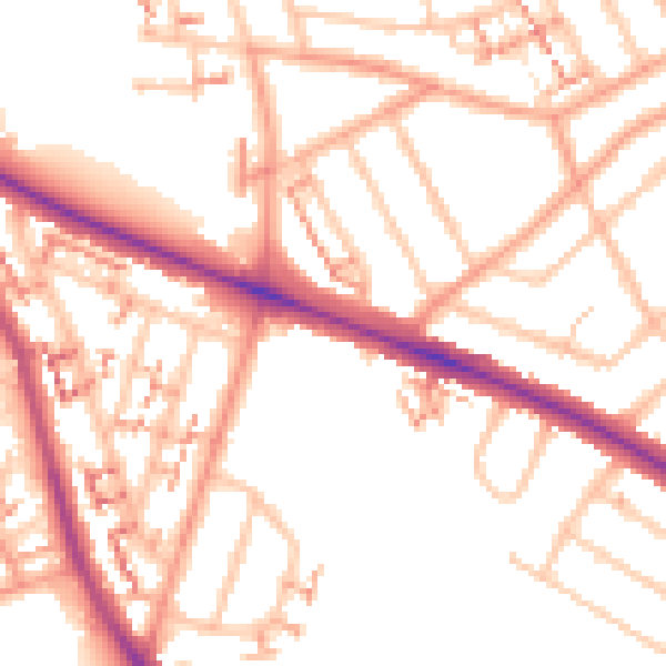 Daytime road noise heatmap for CV5 8HU