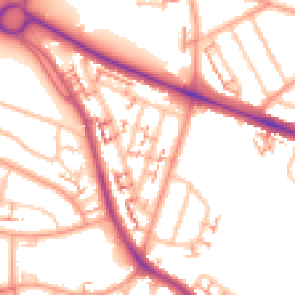 Daytime road noise heatmap for CV5 8JF