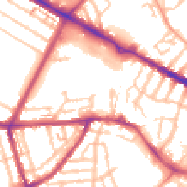 Daytime road noise heatmap for CV5 8NW