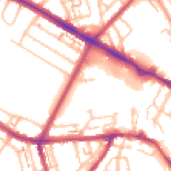 Daytime road noise heatmap for CV5 8PQ