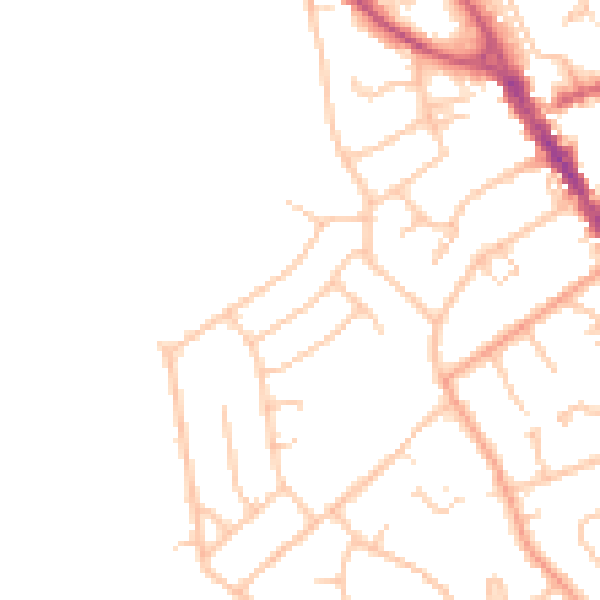 Daytime road noise heatmap for CV8 1DG
